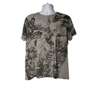 Marvel Characters Gray Graphic T Shirt Size XL